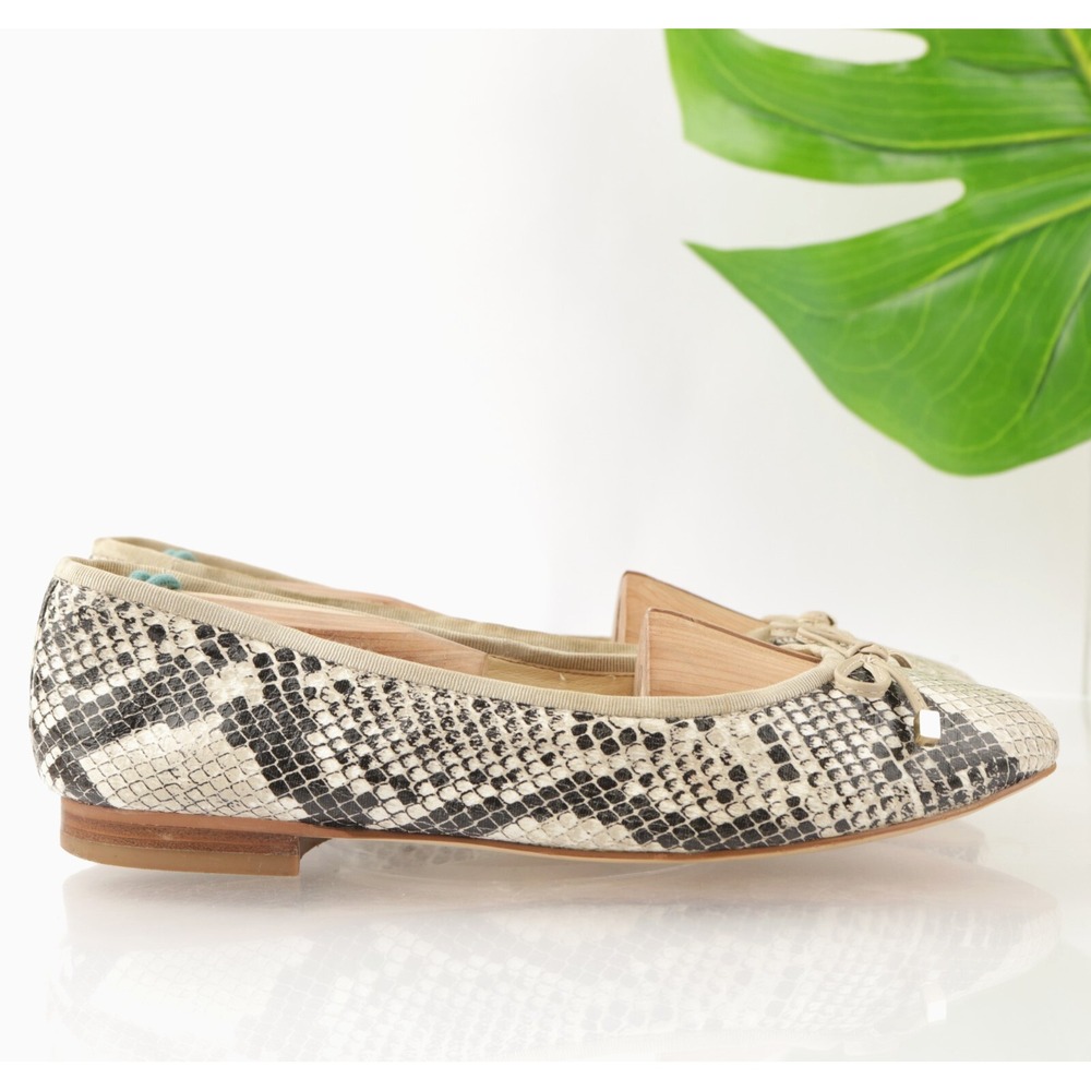 Marc Fisher Womens Jodilee Ballet Flat Size 7.5 Gray Black Vegan Python Shoe Bow